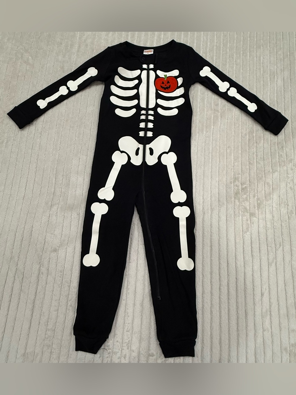 Gymboree Black Skeleton One-Piece Pajama with Pumpkin Patch size 2T